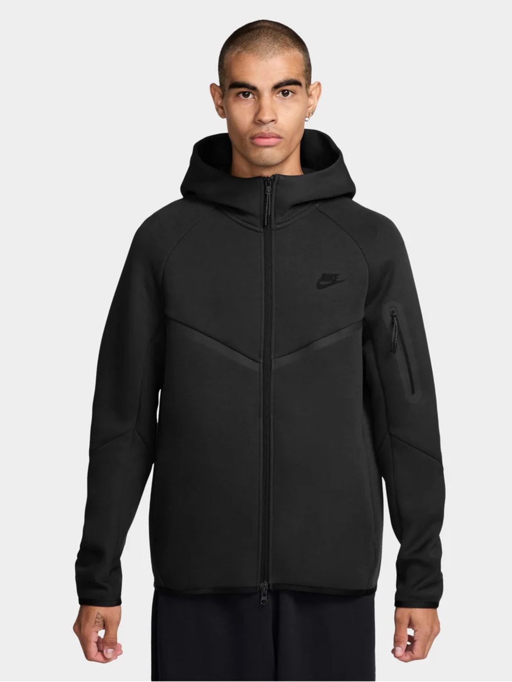 Nike Tech Men’s Black Full-Zip Hooded Performance Jacket / Sweatshirt size Large